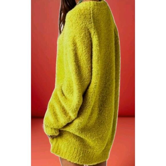 NWT Free People Teddy Sweater Tunic XS Tender Shoots Chartreuse Oversized A116 - Picture 1 of 7